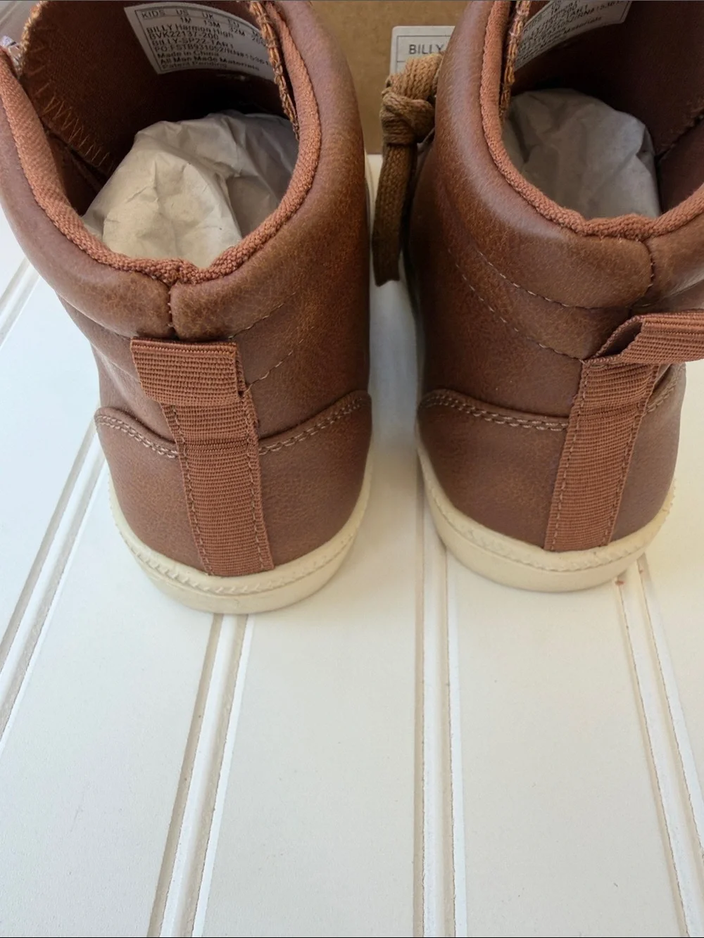 Kids Brown Lace-Up High-Top Boots